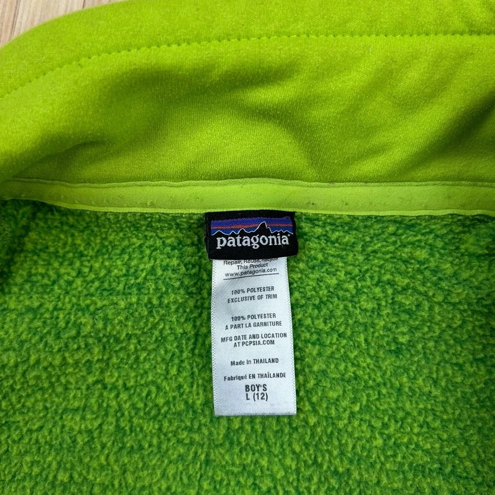 Patagonia Better‎ Sweater Jacket Boys Large 12 Green Fleece Full Zip Pockets
